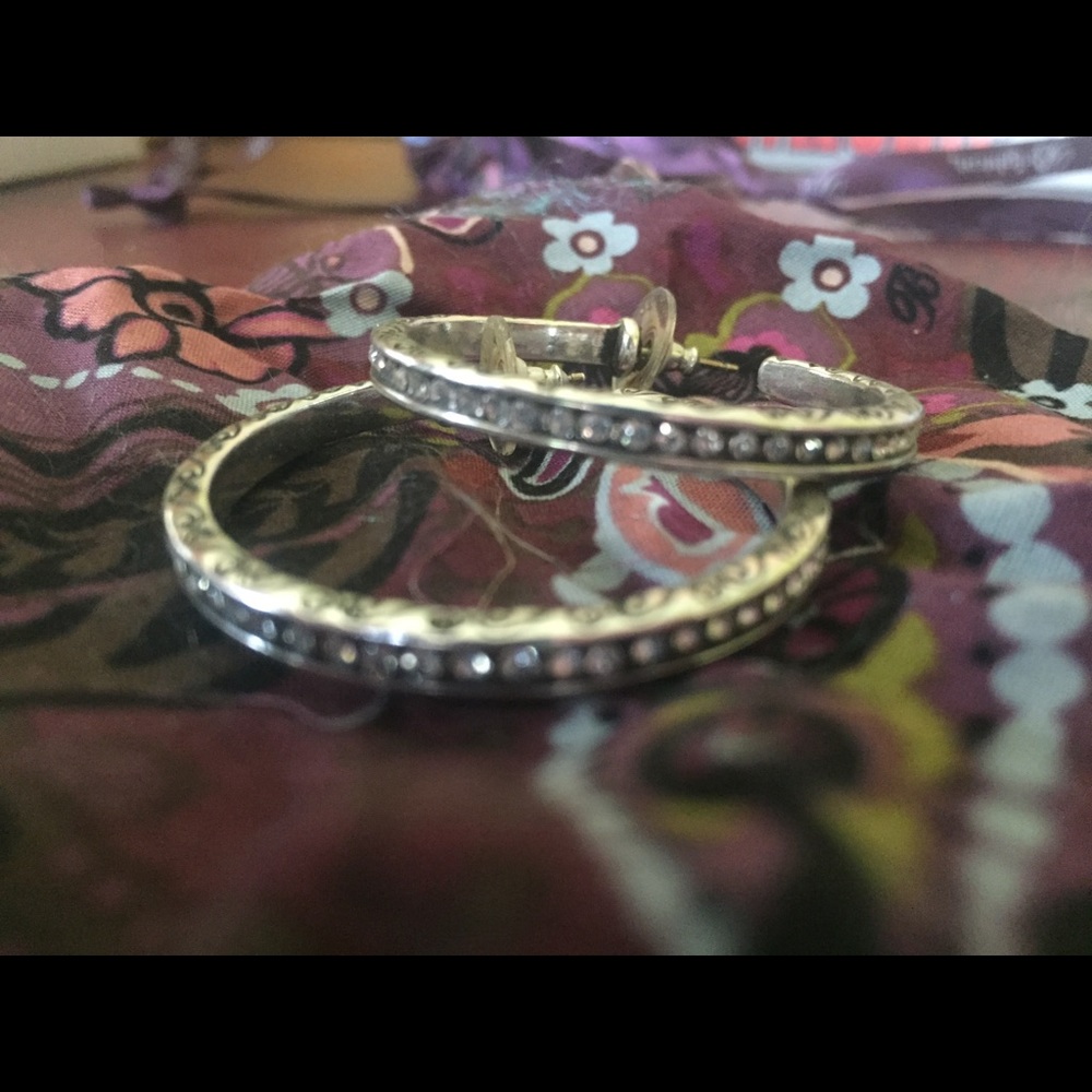 Brighton Crystal Secret of Love Lg Hoop Earrings